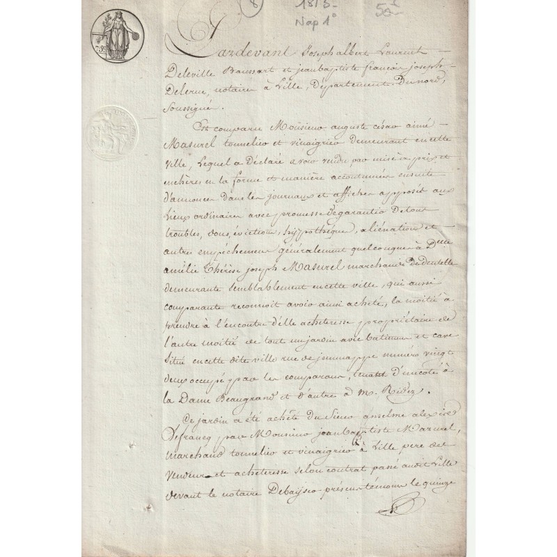 ANCIEN DOCUMENT - ANNÉE 1813 - PERIODE NAPOLEONNIENNE