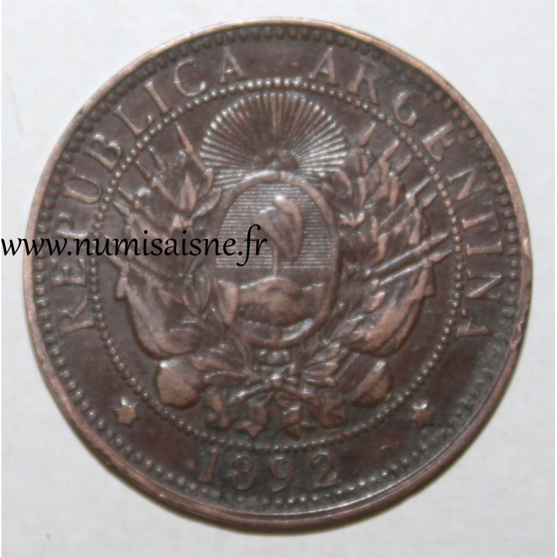 ARGENTINIEN - KM 33 - 2 CENTAVOS 1892