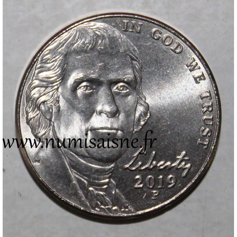 VEREINIGTE STAATEN - KM 381 - 5 CENTS 2019 P - Philadelphie - Thomas Jefferson