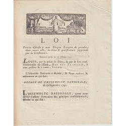 ANCIEN DOCUMENT - LOI DU 16 OCTOBRE 1791 - RÉDIGÉ PENDANT LE REGNE DE LOUIS XVI