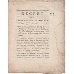 ANCIEN DOCUMENT - DÉCRET DU 2 OCTOBRE 1792 - DANS LE BUT D'AIDER LA VILE DE LILLE ASSIÉGÉE  - PAR ROLAND ET DANTON