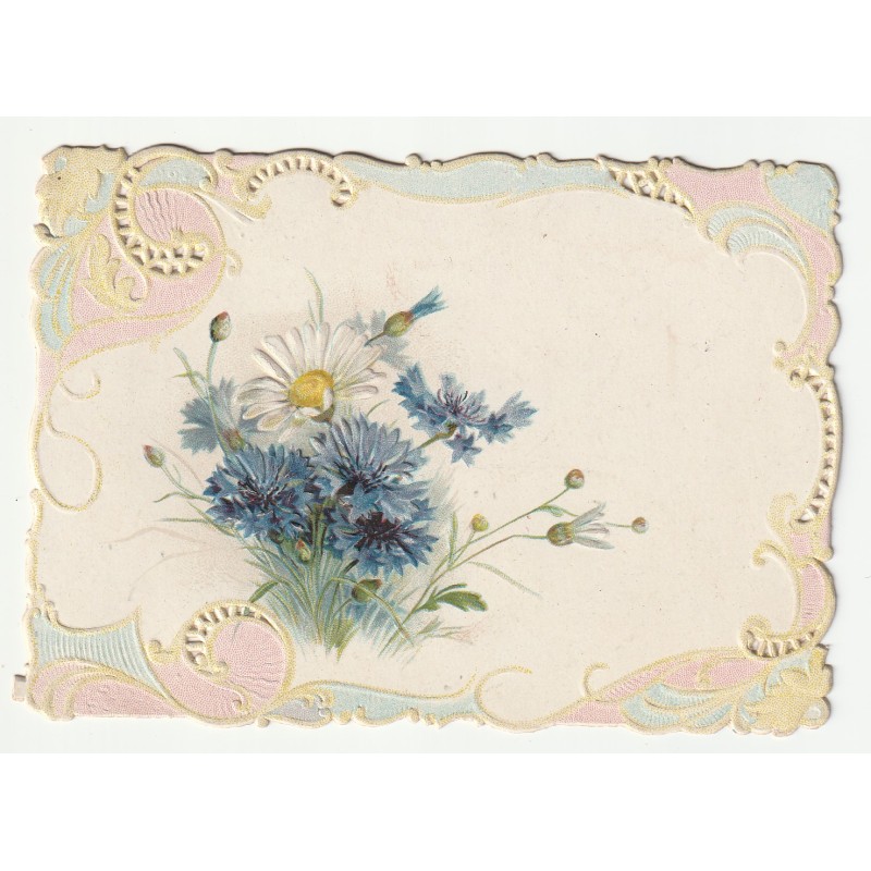 CARTE - IMAGE EN RELIEF - FLEURS - DENTELLE