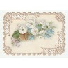 CARTE - IMAGE EN RELIEF - FLEURS - DENTELLE