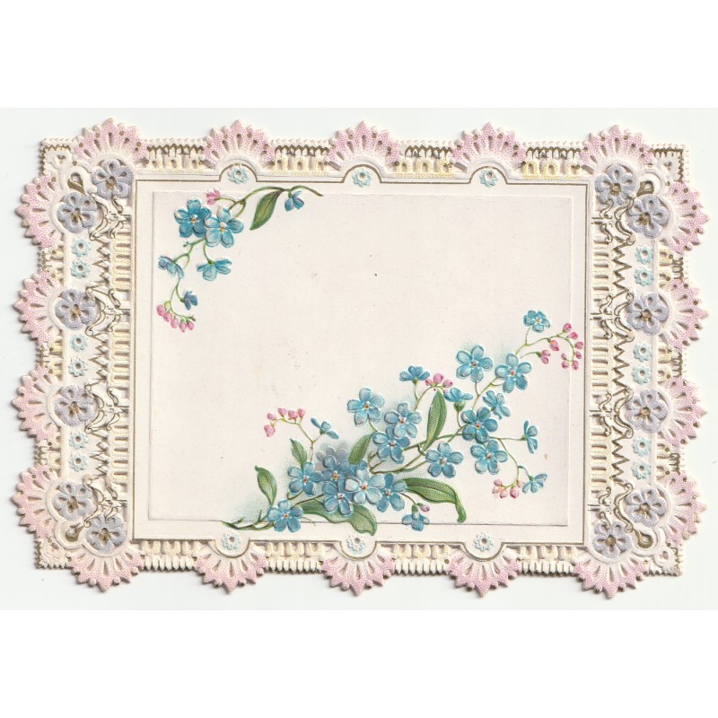 CARTE - IMAGE EN RELIEF - FLEURS - DENTELLE