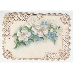 CARD - RELIEF IMAGE - FLOWERS - LACE