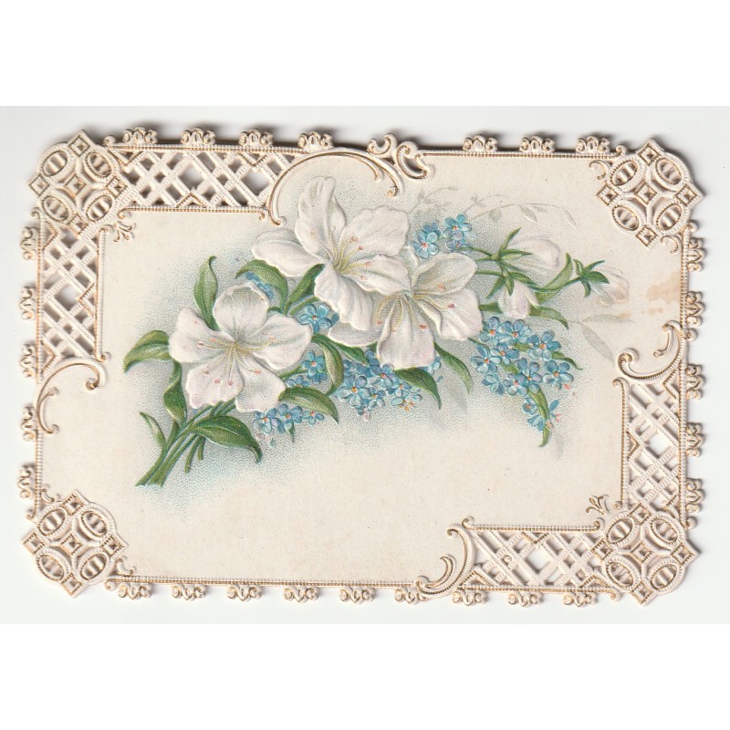 CARTE - IMAGE EN RELIEF - FLEURS - DENTELLE