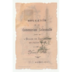 IMAGE PIEUSE - SOUVENIR DE COMMUNION SOLENNELLE - ÉGLISE DE SAINT-CLAIR - 15 JUILLET 1917