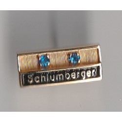 PIN'S EN OR JAUNE - 18 CARATS - ORNÉ DE 2 SAPHIRS - SCHLUMBERGER - 094060