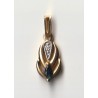 18 CARAT GOLD PENDANT DECORATED WITH A SAPPHIRE 3 x 2 MM AND GLOSSY - Ref 094067