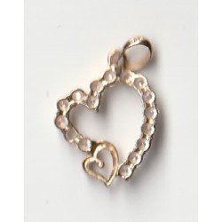 9 CARAT GOLD "HEART" PENDANT ADORNED WITH ZIRCONIUM OXIDES - Ref 094549