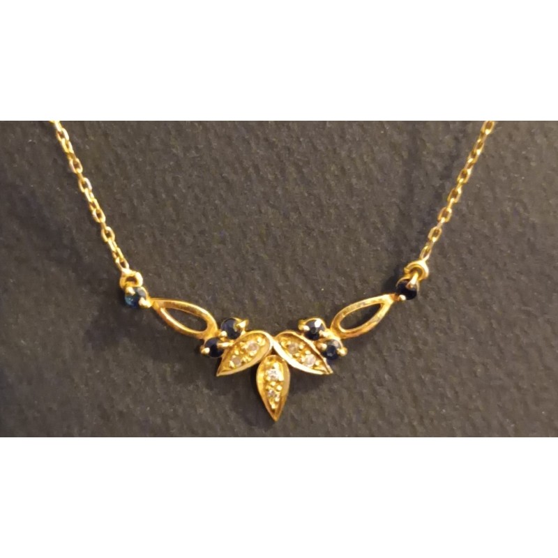 CHOKER - GELBGOLD - 18 KARAT - 6 SAPHIR