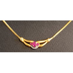 CHOKER - GELBGOLD - 18 KARAT - 3 RUBINE