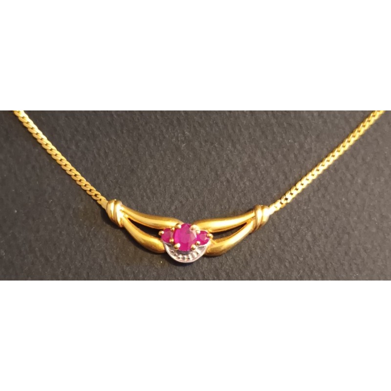 CHOKER - GELBGOLD - 18 KARAT - 3 RUBINE