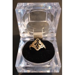 2 GOLD RING - 18 CARATS - ADORNED WITH 3 SHUTTLE SAPPHIRE 3 MM LONG - SIZE 58 - Ref 094892