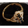 2 GOLD RING - 18 CARATS - ADORNED WITH 3 SHUTTLE SAPPHIRE 3 MM LONG - SIZE 58 - Ref 094892