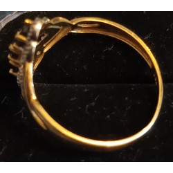 2 GOLD RING - 18 CARATS - ADORNED WITH 3 SHUTTLE SAPPHIRE 3 MM LONG - SIZE 58 - Ref 094892