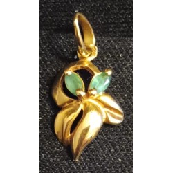 18 CARAT GOLD PENDANT DECORATED WITH 2 EMERALDS OF 3 MM - Ref 095339