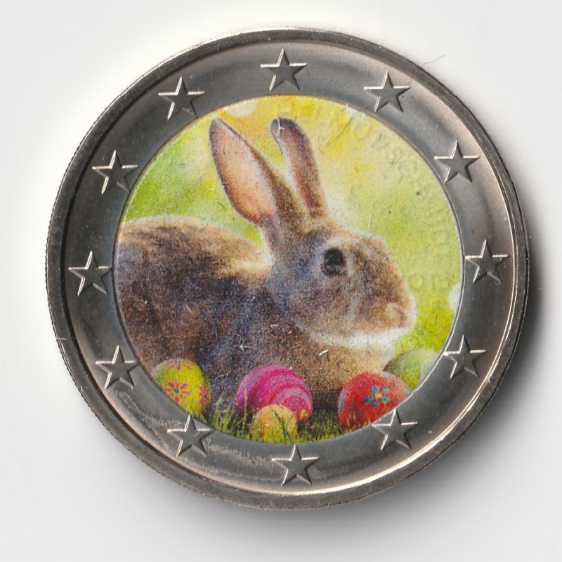 2 EURO - HAPPY EASTER - COLORIZED - UNC