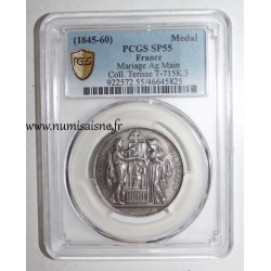 MÉDAILLE DE MARIAGE - MARIAGE CHRÉTIEN - 1845 - 60 - COLLECTION TERISSE - PCGS - SP 55 - ARGENT