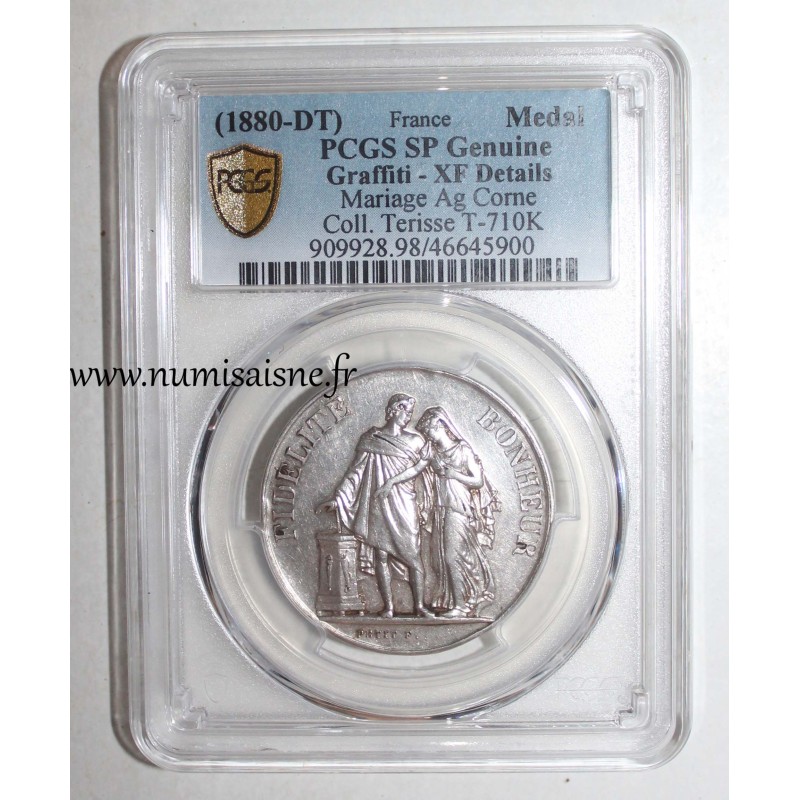 HOCHZEITSMEDAILLE - FIDÉLITÉ BONHEUR - 1880 - TERISSE KOLLEKTION - T 710K - PCGS Genuine