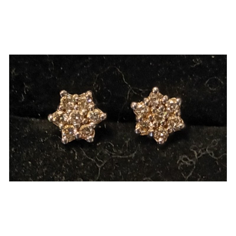 18 CARAT WHITE GOLD EARRINGS decorated with 14 BRILLANTS - 1.98 g - ref 095229