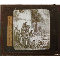 Plaque photographique - Nehemias et ses compagnons pleurant sur les ruines de Jérusalem