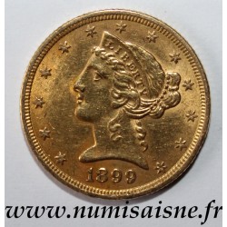 UNITED STATES - KM 101 - 5 DOLLARS 1899 - Philadelphia - LIBERTY - GOLD