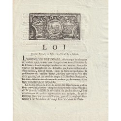 ALTES DOKUMENT – GESETZ VOM 15. AUGUST 1792 – ZUR VERTEIDIGUNG VON PARIS – UNTERZEICHNET VON DANTON