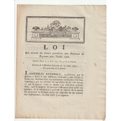 ANCIEN DOCUMENT - LOI DU 12 AOUT 1792 - POUR LES HOPITAUX DU ROYAUME - SIGNÉ DANTON