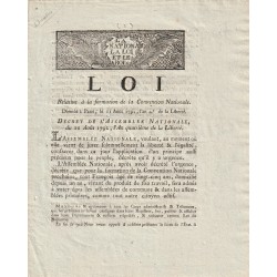 ANCIEN DOCUMENT - LOI DU 11 AOUT 1792 - POUR LA FORMATION DE LA CONVENTION NATIONALE - PAR DANTON