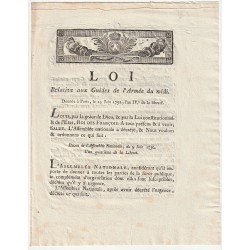 ANCIEN DOCUMENT - LOI DU 14 JUIN 1792 - RELATIVE AUX GUIDES DE L'ARMEE DU MIDI - PAR LOUIS XVI ET DURANTHON