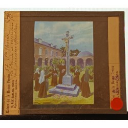 Plaque photographique - Sainte Thérèse de Lisieux - Jète des roses effeuillées avec ses novices