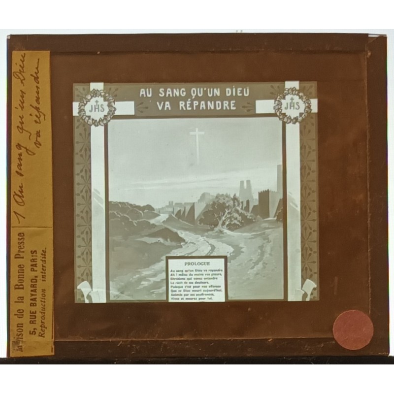 Plaque photographique - 'Au sang qu'un Dieu va répandre' - 1