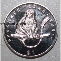 ERYTHRÉE - KM 17 - 1 Dollar 1994 - Preserve planet earth - Singe