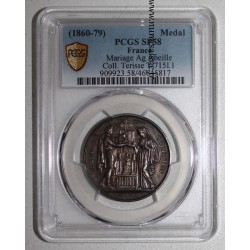 HOCHZEITSMEDAILLE – CHRISTLICHE EHE - 1860 - 79 - TERISSE KOLLEKTION – PCGS SP58