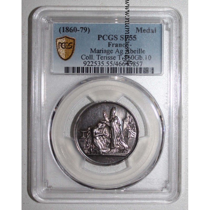 HOCHZEITSMEDAILLE - 1860 - 1879 - TERISSE KOLLEKTION - PCGS SP 55