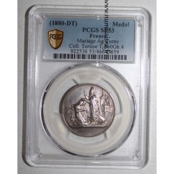 MÉDAILLE DE MARIAGE - 1880 - COLLECTION TERISSE - PCGS SP 53