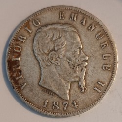 ITALIE - KM 8 - 5 LIRE 1874 M - VICTOR EMMANUEL II - 095821