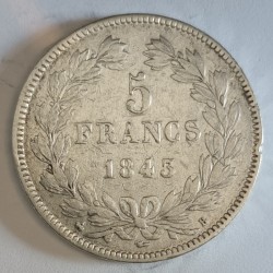 FRANKREICH - KM 749 - 5 FRANCS 1843 B Rouen TYPE LOUIS PHILIPPE 1er