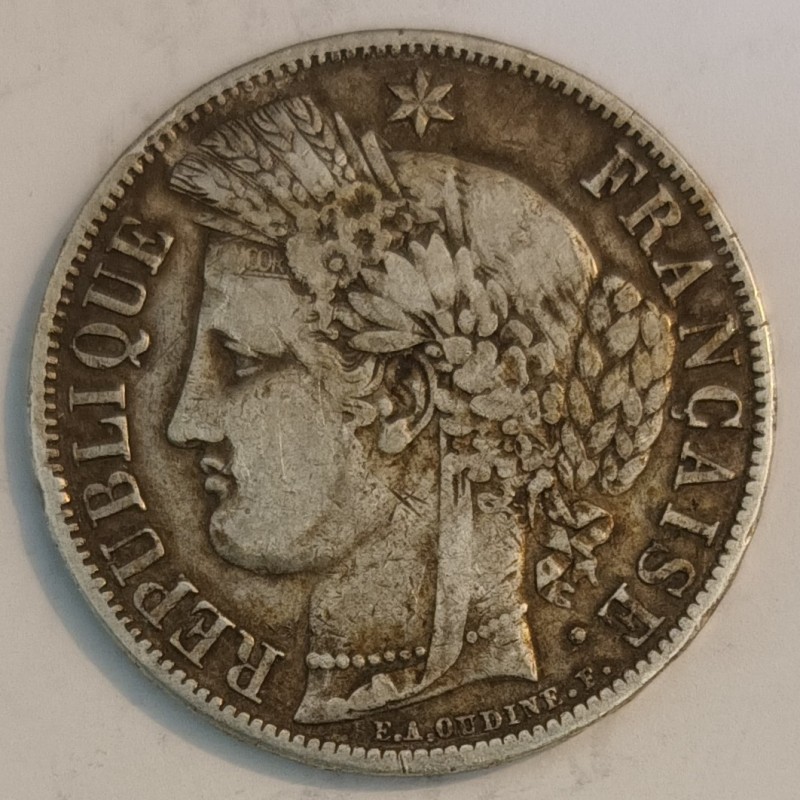 FRANKREICH - KM 761 - 5 FRANCS 1850 A - Paris - TYP CÉRÈS