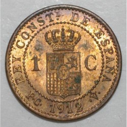 ESPAGNE - KM 731 - 1 CENTIMO 1912 - Alphonse XIII - Taché