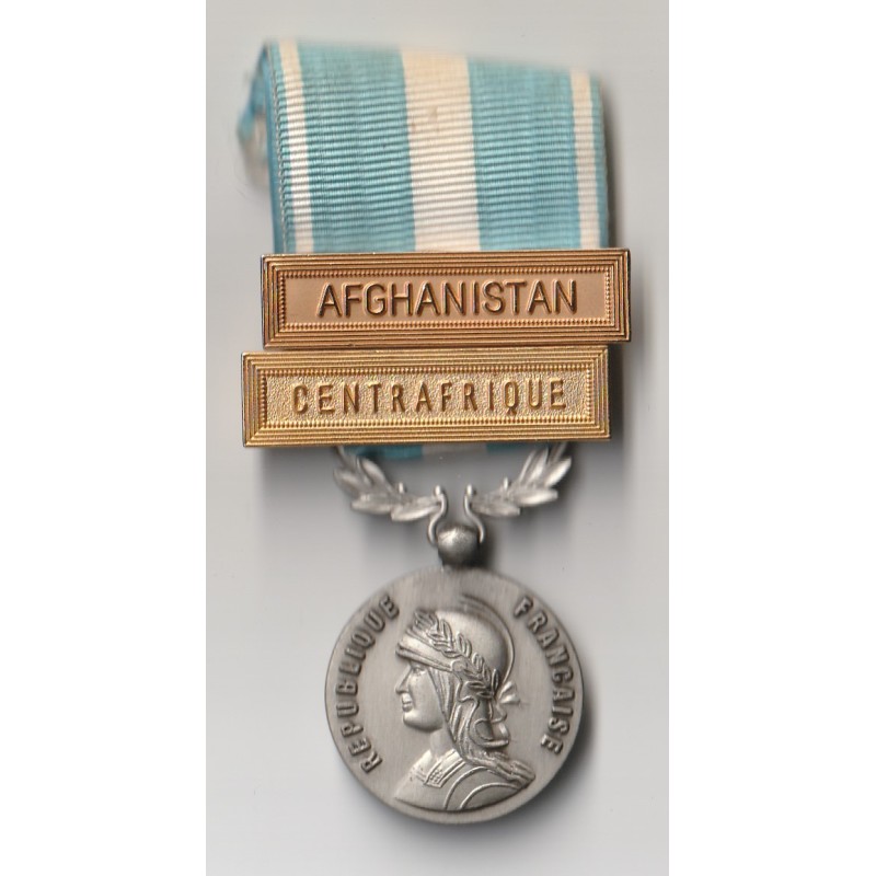 ÜBERSEE-MEDAILLE – BARREN „AFGHANISTAN“ UND „ZENTRALAFRIKA“.