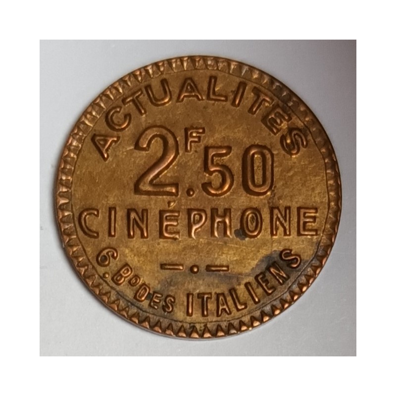 FRANCE - 75 - PARIS - JETON D'ECHANGE - 2.5 FRANCS - ACTUALITES CINEPHONE - NON DATE (1932-1947)