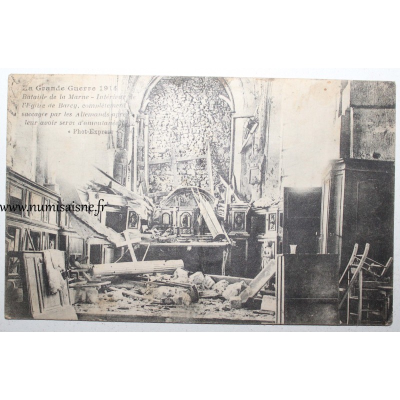 County 77910 - BARCY - interior of the church - World war I - 1914