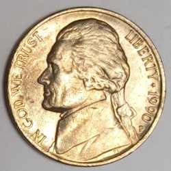 VEREINIGTE STAATEN - KM A192 - 5 CENTS 1990 P - Philadelphie - Thomas Jefferson