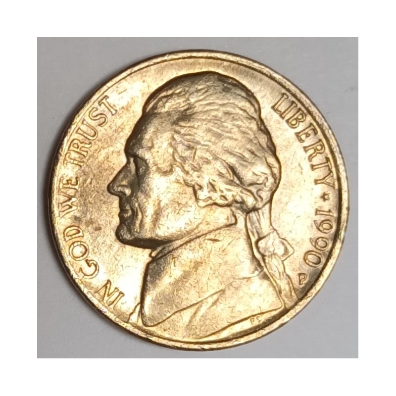 UNITED STATES - KM A192 - 5 CENTS 1990 P - Philadelphie - Thomas Jefferson