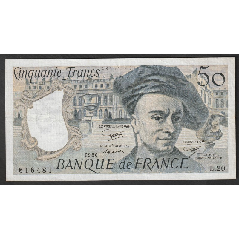 FRANKREICH - PICK 152 - 50 FRANCS QUENTIN DE LA TOUR - 1980 - L.20