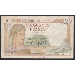 FAY 18/15 - 50 FRANCS CERES - TYPE 1933 - 06/10/1938 - PICK 85