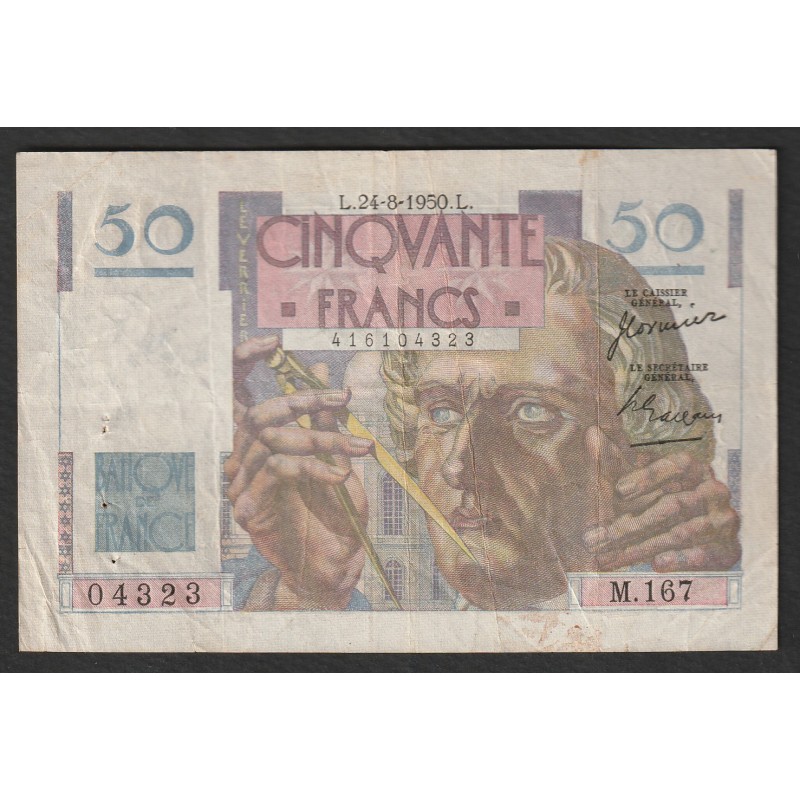 FAY 20/16 - 50 FRANCS LE VERRIER - 24/08/1950 - M.167 - PICK 127