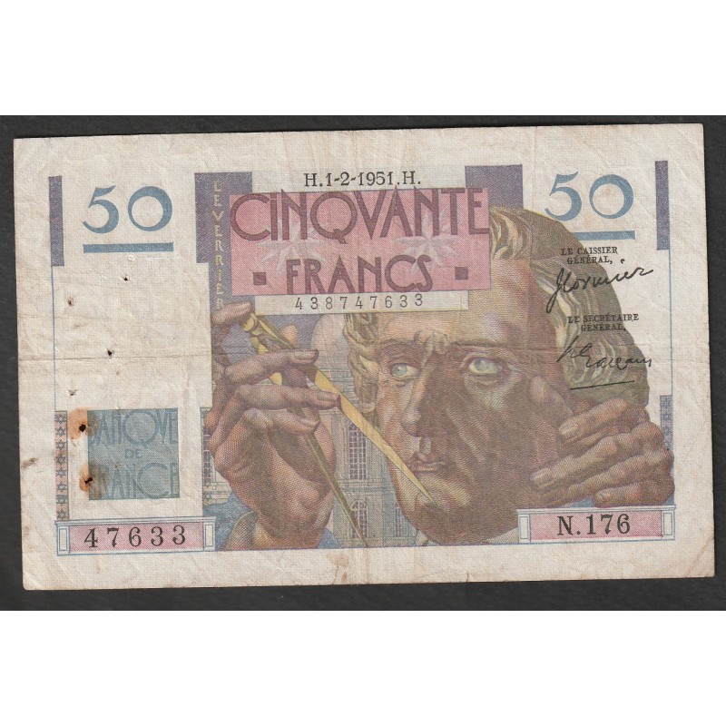 FRANKREICH - PICK 127 - 50 FRANCS LE VERRIER - 01/02/1951 - N.176